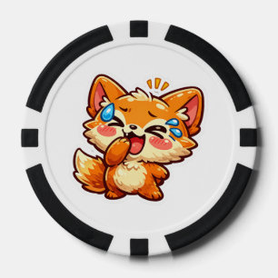 Jetons De Poker Autocollant de renard orange Kawaii mignon qui rit