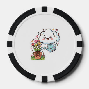 Jetons De Poker Autocollant Mignon Kawaii Plante Gentillesse Nuage