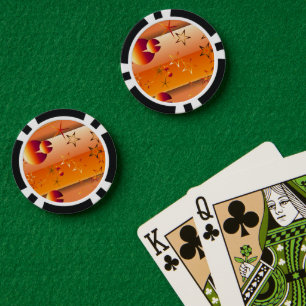 Jetons de poker avec motif abstrait orange