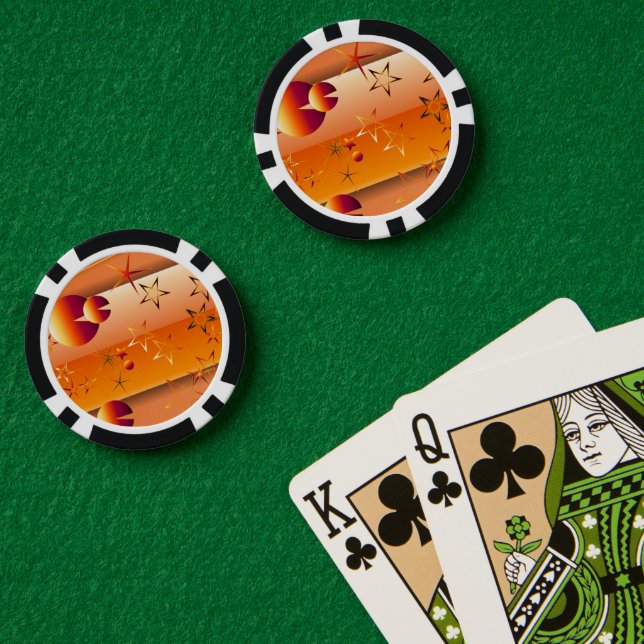 Jetons de poker avec motif abstrait orange (Table de poker (double))