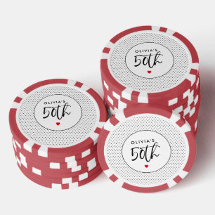 Jetons De Poker B&W minimaliste Géométrique 50e Anniversaire Coeur