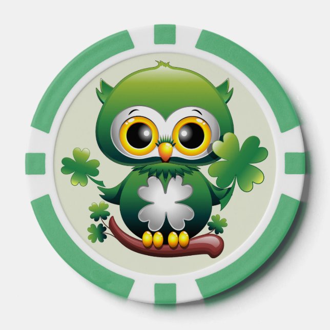 Jetons De Poker Baby Owl Cute St Patrick Cartoon (Recto)