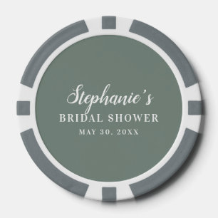 Jetons De Poker Baby Shower Minimaliste Vert Sauge et Blanc
