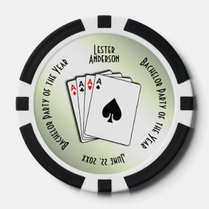 Jetons De Poker Bachelor Party Custom Memento Green Touch