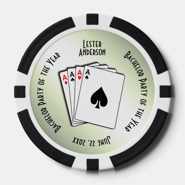 Jetons De Poker Bachelor Party Custom Memento Green Touch (Recto)