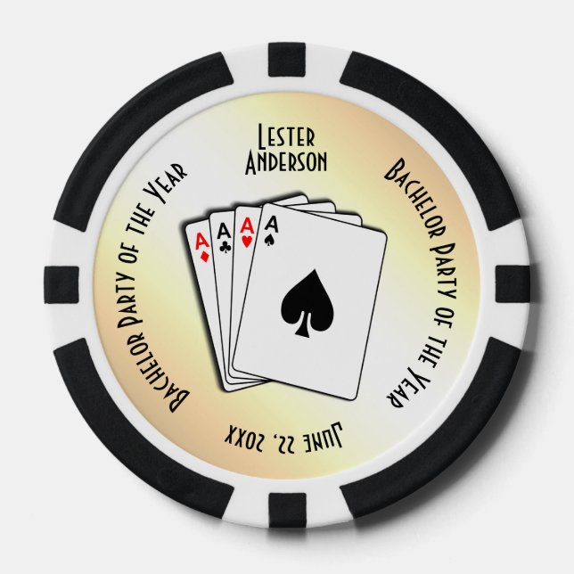 Jetons De Poker Bachelor Party Custom Memento Yellow Touch (Recto)