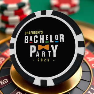 Jetons De Poker Bachelor Party de Bowtie coloré des années 90 noir