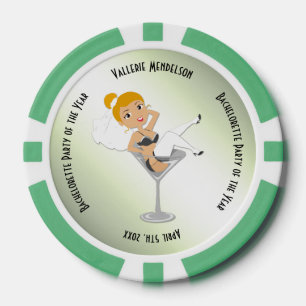 Jetons De Poker Bachelorette verte de l'année Memento
