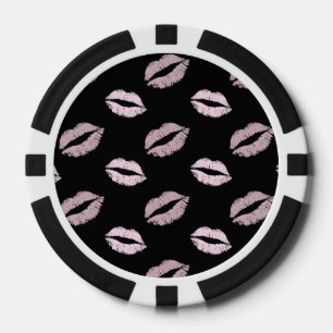 Jetons De Poker Baisers Rose Argenté