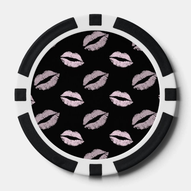 Jetons De Poker Baisers Rose Argenté (Recto)