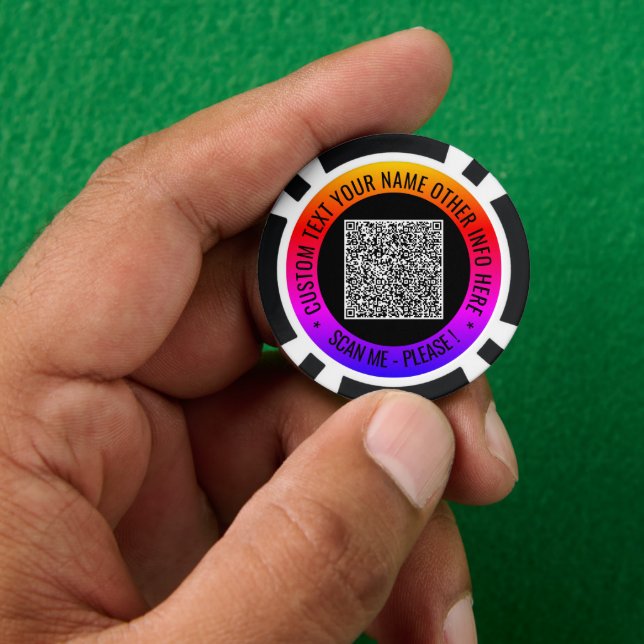 Jetons De Poker Balayage de code QR et texte personnalisé Vos puce (main)