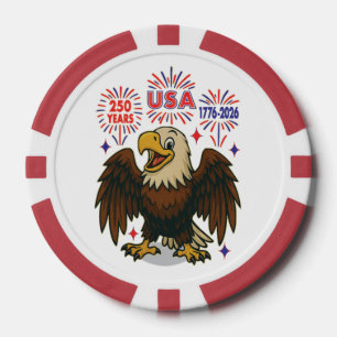 Jetons De Poker Bald Eagle avec Fireworks - USA 250 ans 1776-2026