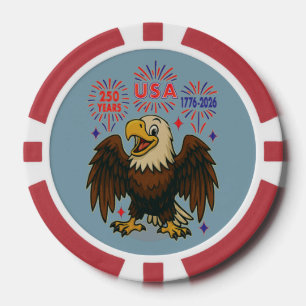 Jetons De Poker Bald Eagle avec Fireworks - USA 250 ans 1776-2026