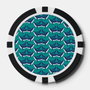 Jetons De Poker Baleines Bleues Blanches Animal Marin Vert Océan M
