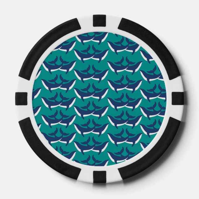 Jetons De Poker Baleines Bleues Blanches Animal Marin Vert Océan M (Recto)