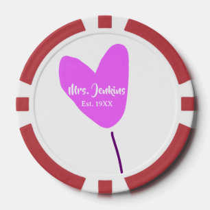 Jetons De Poker Ballon cœur rose Mme ajouter nom est. Ajouter anné