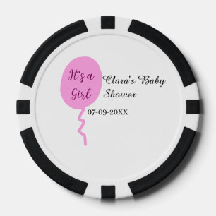 Jetons De Poker Ballon rose c'est une fille baby shower ajouter no