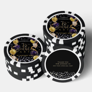 Jetons De Poker Ballons Pailletés 75e Anniversaire Noir