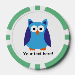 Jetons De Poker Bande dessinée bleue de hibou