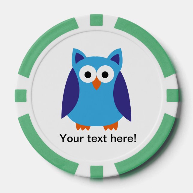 Jetons De Poker Bande dessinée bleue de hibou (Recto)