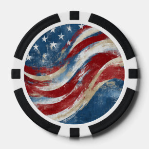 Jetons De Poker Bannière de la fête de l'indépendance vieillie