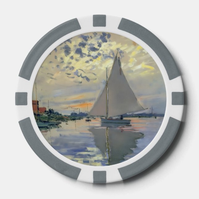 Jetons De Poker Bateau à voile de Monet Impressionnisme français C (Recto)