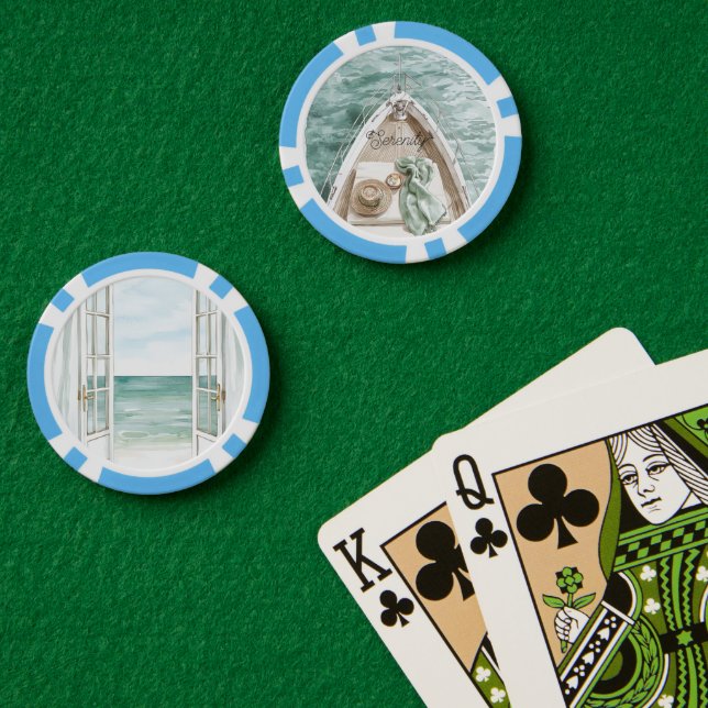 Jetons De Poker Bateau océan calme sérénité (Table de poker (double))