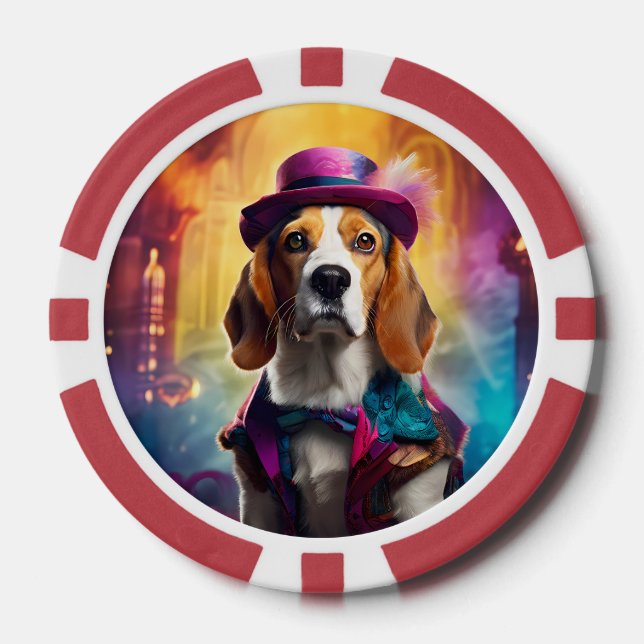 Jetons De Poker Beagle en costume vibrant (Recto)