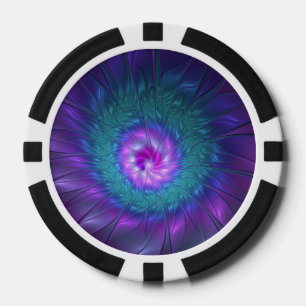 Jetons De Poker Beauté florale abstraite, art fractal coloré, fleu