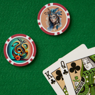 Jetons De Poker Beauté Tribale à l'Aquarelle : Esprit de l'Art Boh