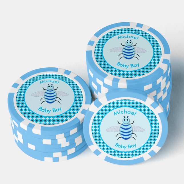 Jetons De Poker Bébé Bleu mignon Bee Bee Personnalisé (Empiler)