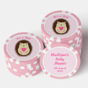 Jetons De Poker Bébé Hérisson Rose Mignonne Baby Shower Fille