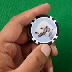 Jetons De Poker Bedlington Terrier Peinture - Art Chien original