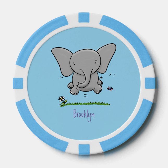 Jetons De Poker Belle adorable dessin d'éléphant bébé (Recto)