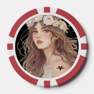 Jetons De Poker Belle Fille Anime Florale – Esthétique Pastel Douc