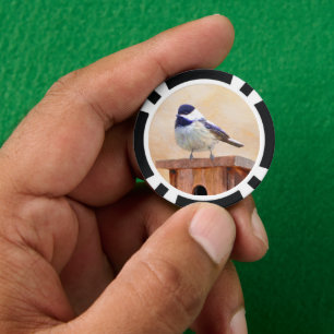 Jetons De Poker Bickadee sur la peinture d'alimentation - Oiseaux 