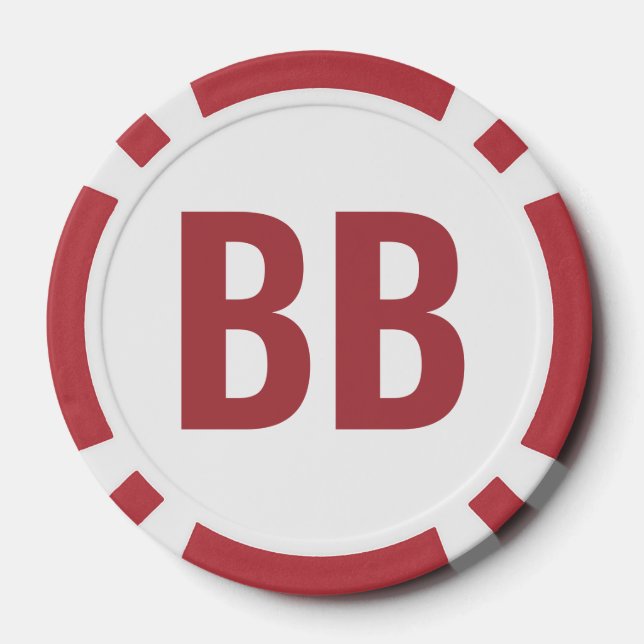 Jetons de poker Big Blind BB Texte Rouge Blanc Sim (Verso)