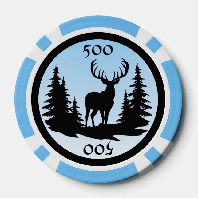 Jetons De Poker Big Buck Parmi Les Pins Ajouter Quantité Bleu (Verso)