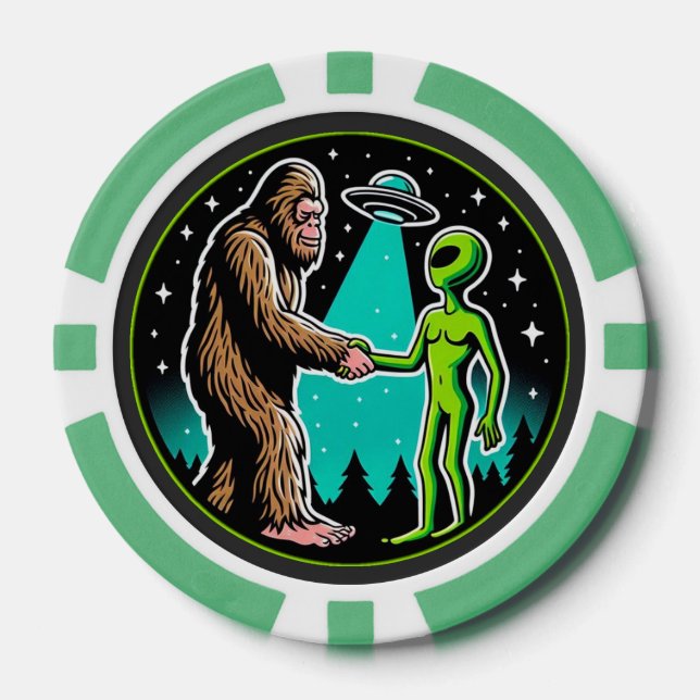 Jetons De Poker Bigfoot Alien Alliance - Funny Scifi Cryptid (Recto)
