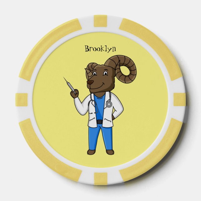 Jetons De Poker Bighorn sheep doctor cartoon illustration (Recto)
