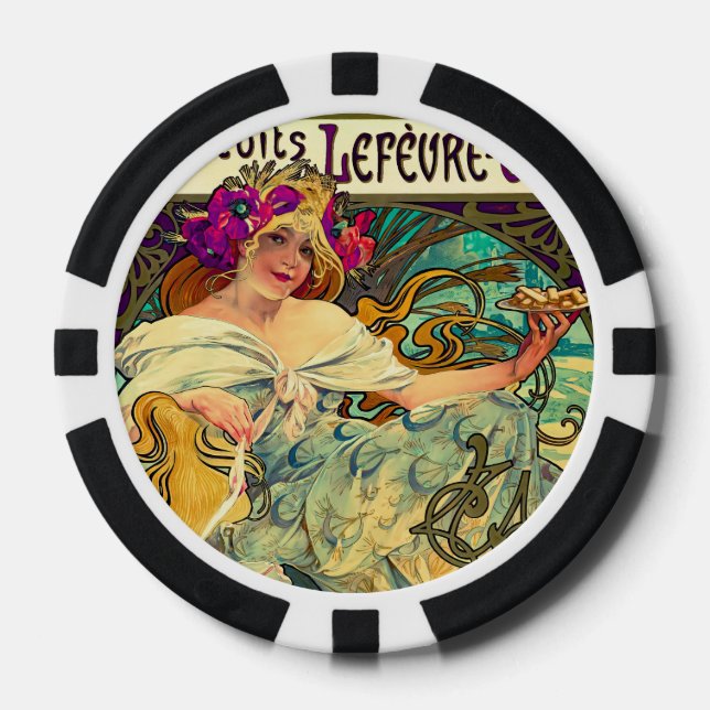 Jetons De Poker Biscuits Lefevre-Utile par Alphonse Mucha (1896) (Recto)