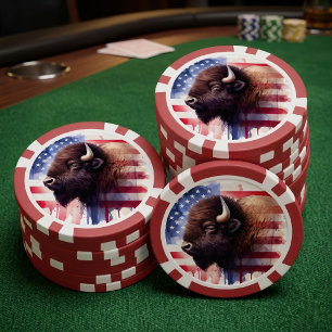 Jetons De Poker Bison avec drapeau des États-Unis d'Amérique