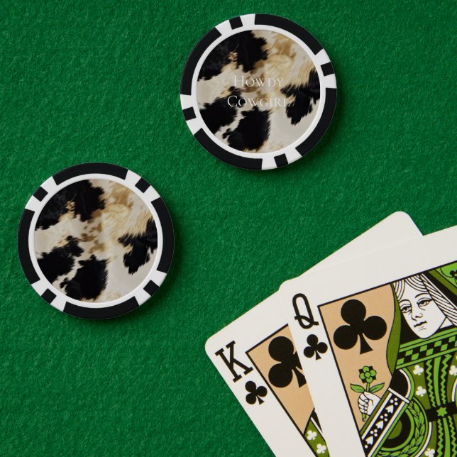 Jetons De Poker Black Cream Gold Western Cowhide (Table de poker (double))