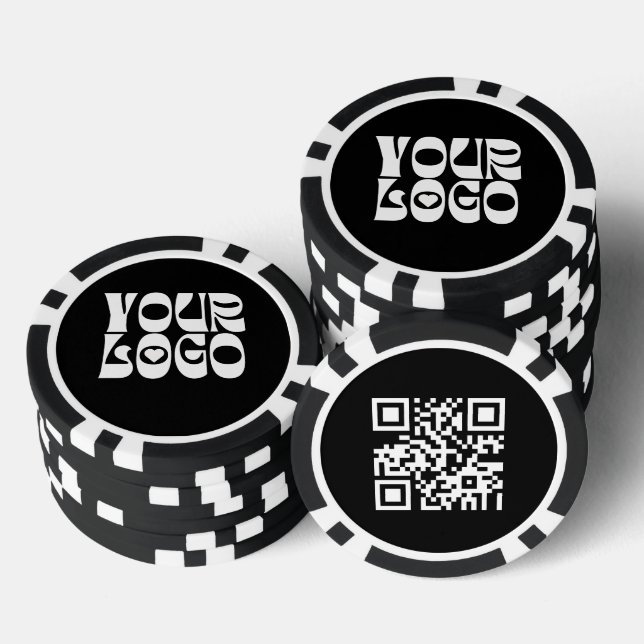 Jetons De Poker Black Custom Logo QR Code Promotional Business (Empiler)