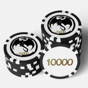 Jetons De Poker Black Dragon blanc noir or 10K bande puce de poker