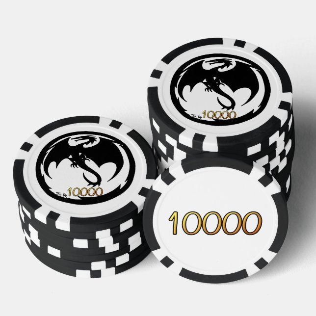Jetons De Poker Black Dragon blanc noir or 10K bande puce de poker (Empiler)