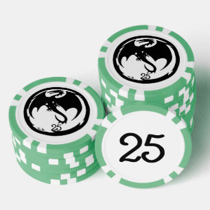 Jetons De Poker Black Dragon blanc vert 25 puce de poker rayé