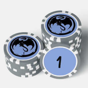 Jetons De Poker Black Dragon bleu gris 1 puce de poker rayé