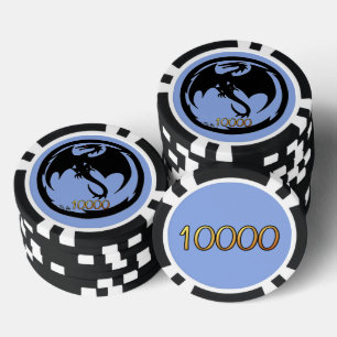 Jetons De Poker Black Dragon bleu or noir 10K bande puce de poker