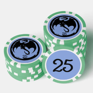 Jetons De Poker Black Dragon bleu vert 25 puce de poker rayé